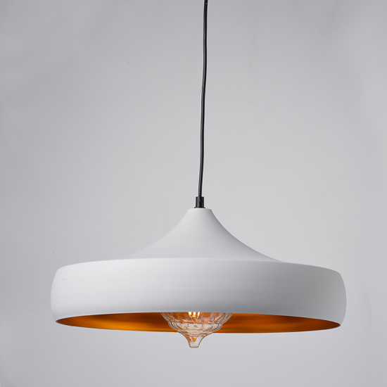 Κρεμαστό 1 x E27 60W Μέταλλο + PVC μάυρο καλώδιο  / Αμμώδες λευκό + Χρυσό Φ46ΧΗ123CM CALIPHATE - acadecor