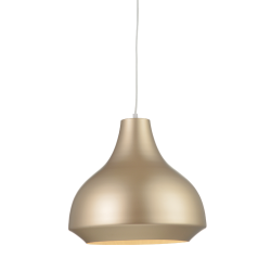 Pendant light 1 x E27 60W Metal + White fabric cable / Gold bronze + White Φ35XH135CM HAVANA - acadecor
