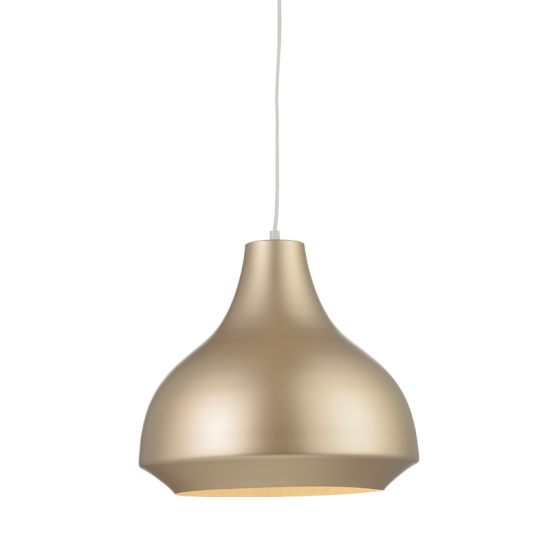 Pendant light 1 x E27 60W Metal + White fabric cable / Gold bronze + White Φ35XH135CM HAVANA - acadecor