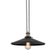 Pendant light 1 x E27 60W Metal + 2 PVC Black cable / Matt black + Antique brass Φ36M HIPPOLYTE - acadecor