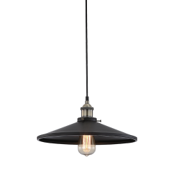 Pendant light 1 x E27 60W Metal + PVC Black cable / Matt black + Antique brass Φ36M HIPPOLYTE - acadecor