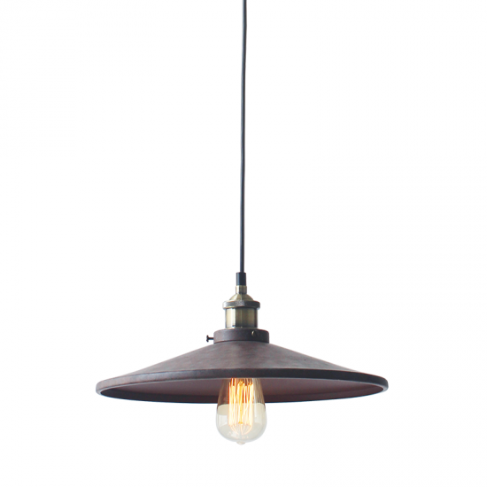 Φωτιστικό κρεμαστό 1 x E27 60W Μέταλλο + PVC Μάυρο καλώδιο / Σκουριά + Αντικέ ορείχαλκο Φ36M HIPPOLYTE - acadecor