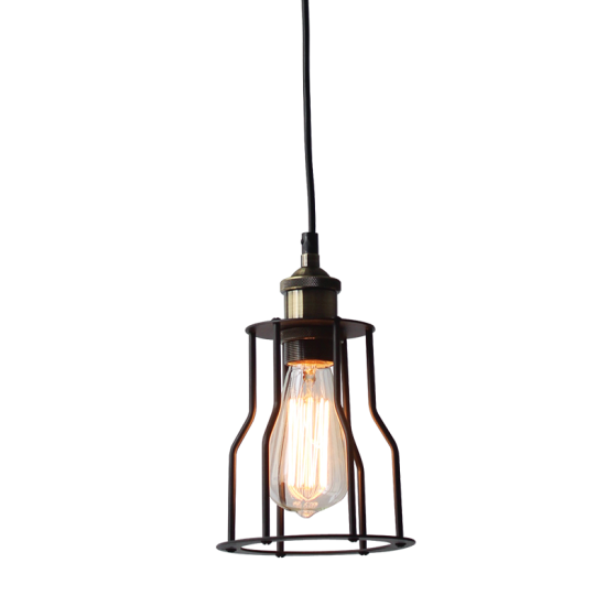 Pendant light 1 x E14 60W Metal + Black fabric cable / Matt black + Antique brass  Φ15ΧΗ17CM SOTIS - acadecor