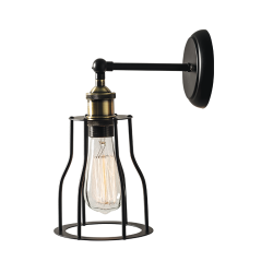 Φωτιστικό επίτοιχο 1 x E14 60W Μέταλλο + Μάυρο υφασμάτινο καλώδιο / Μάυρο μάτ + Ορειχάλκινο αντικέ Φ15ΧΗ17CM SOTIS - acadecor