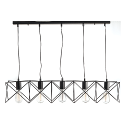 Φωτιστικό κρεμαστό 5 x E27 60W Μέταλλο + PVC Μάυρο καλώδιο / Μάυρο μάτ 56ΧΗ115CM  ANDY - acadecor