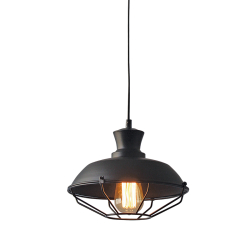 Pendant light 1 x E27 60W Metal + PVC Black cable / Matt black Φ26,5CM ANGELA - acadecor