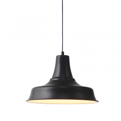 Pendant light 1 x E27 60W Metal + PVC Black cable / Matt black + White Φ34M STOOGES - acadecor