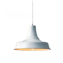 Pendant light 1 x E27 60W Metal + PVC Black cable / Matt white + White Φ34M STOOGES - acadecor