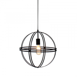 Pendant light 1 x E27 60W Metal + PVC Black cable / Matt black Φ40CM SIRENA - acadecor
