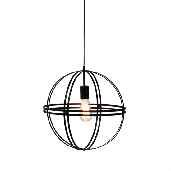 Pendant light 1 x E27 60W Metal + PVC Black cable / Matt black Φ40CM SIRENA - acadecor