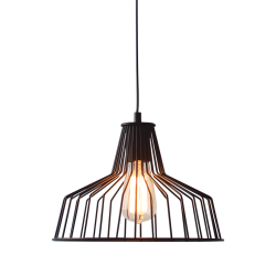 Pendant light 1 x E14 60W Metal + PVC Black cable / Matt black Φ30CM HADES - acadecor