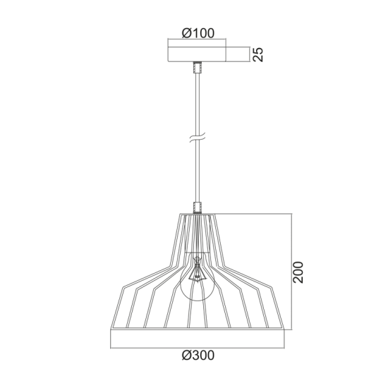 Pendant light 1 x E14 60W Metal + PVC Black cable / Matt black Φ30CM HADES - acadecor