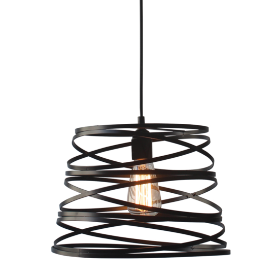 Φωτιστικό κρεμαστό 1xE27 60W max Μεταλλικό / Μάυρο μάτ σπιράλ Φ25CM JAZZ- acadecor
