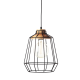 Pendant light 1 x E27 60W Metal + Wood + PVC black cable / Natural +  Black Φ26XΗ34cm  KENNEDY - acadecor