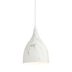 Pendant light 1 x E27 60W Metal + PVC cable / White marble shade Φ17ΧΗ23cm ROXANNE - acadecor
