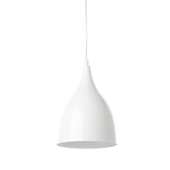 Pendant light 1 x E27 60W Metal + PVC cable / White Φ17XΗ23cm ROXANNE - acadecor