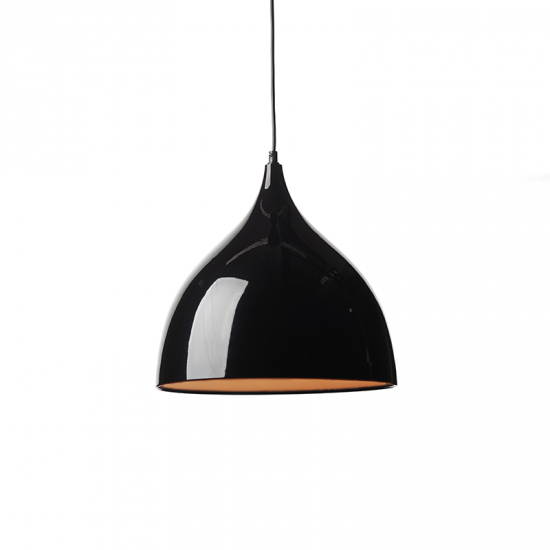 Pendant light 1 x E27 60W Metal + PVC cable / Black Φ35xΗ31cm ROXANNE - acadecor
