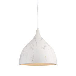 Pendant light 1 x E27 60W Metal + PVC cable / White marble shade Φ35xΗ31cm ROXANNE - acadecor