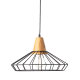 Pendant light 1 x E27 60W Metal + Wood + PVC black cable / Natural +  Black Φ40XΗ24cm KENNEDY - acadecor