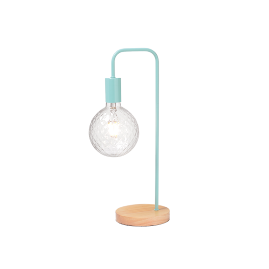Table light 1XE27 max 60W Metal + Wood + PVC cable  / Mint + Natural Φ18xΗ48cm NAXOS - acadecor 