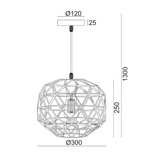 Κρεμαστό 1 x E27 60W Μέταλλο + PVC μάυρο καλώδιο /  Μάυρο μάτ Φ30ΧΗ130CM ALLADIN - acadecor