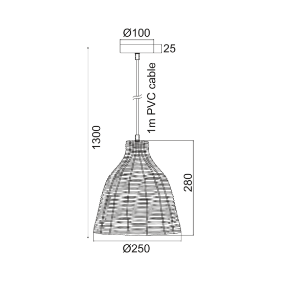 Φωτιστικό κρεμαστό 1 x E27 LED 40W Καλάμι + Μέταλλο + PVC λευκό καλώδιο / Μπέζ + Λευκό Φ26ΧΗ120CM OIA - acadecor