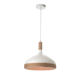 Pendant light 1 x E27 60W Metal + Rope + PVC cable / Matt white + Natural Φ30XΗ27 COTTAGE - acadecor