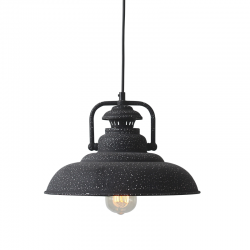 Κρεμαστό 1 x E27 60W Μέταλλο + PVC μάυρο καλώδιο  / Μάυρο μάτ με λευκά στίγματα Φ31XΗ23cm GAIA - acadecor