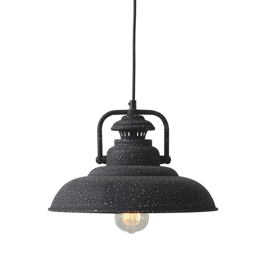 Κρεμαστό 1 x E27 60W Μέταλλο + PVC μάυρο καλώδιο  / Μάυρο μάτ με λευκά στίγματα Φ31XΗ23cm GAIA - acadecor