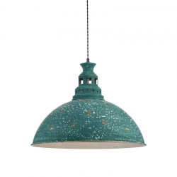 Κρεμαστό 1 x E27 60W Μέταλλο +Υφασμάτινο μάυρο στριφτό καλώδιο  / Αντικέ πράσινο + Λευκό Φ50ΧΗ145CM NEVADA - acadecor