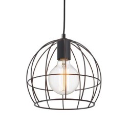 Φωτιστικό κρεμαστό 1 x E27 60W Μέταλλο + PVC  καλώδιο / Μάυρο μάτ Φ24 X Η23cm PROMETHEUS - acadecor