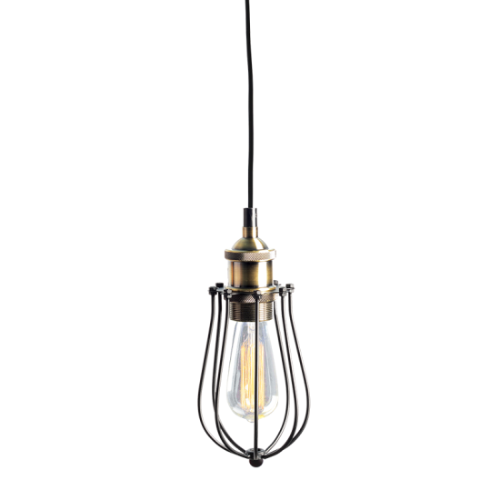 Pendant light 1 x E14 60W Metal + Black fabric cable / Matt black + Antique brass  Φ11ΧΗ25CM SOTIS - acadecor