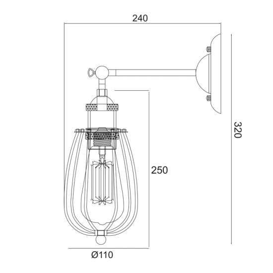 Φωτιστικό επίτοιχο 1 x E14 60W Μέταλλο + Μάυρο υφασμάτινο καλώδιο / Μάυρο μάτ + Ορειχάλκινο αντικέ Φ11ΧΗ25CM SOTIS - acadecor