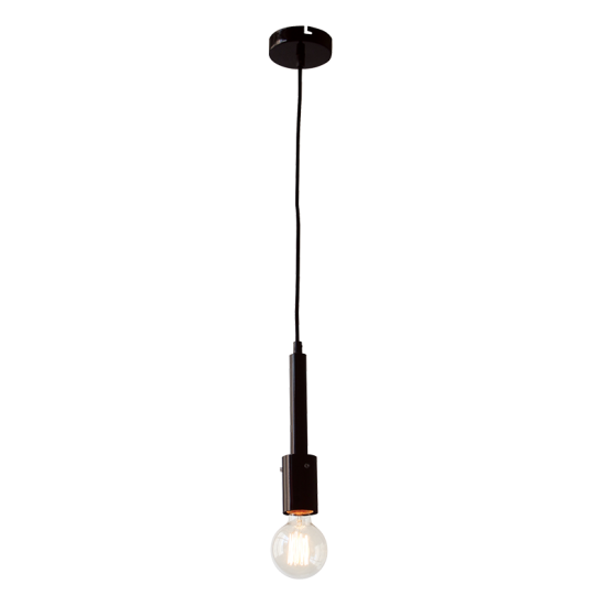 Pendant light 1 x E27 60W Metal + Fabric cable / Black Φ5CM PRIMO - acadecor