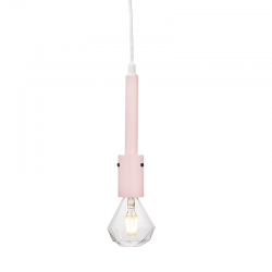 Pendant light 1 x E27 60W Metal + Fabric cable / Pale pink + White  Φ5CM PRIMO - acadecor