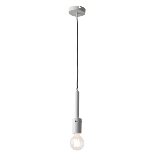 Pendant light 1 x E27 60W Metal + Fabric cable / White + Black Φ5CM PRIMO - acadecor