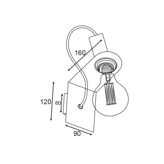 Φωτιστικό επίτοιχο 1xE27 max 60W Μέταλλο + PVC μάυρο καλώδιο / Μάυρο μάτ CORTEZ - acadecor 
