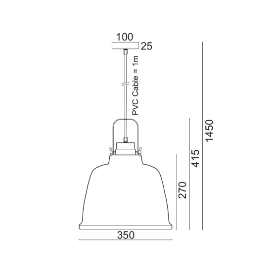 Κρεμαστό 1 x E27 60W Μέταλλο + PVC μάυρο καλώδιο  / Μάυρο μάτ απόχρωση ξύλου + Λευκό Φ35ΧΗ145CM  ERNEST - acadecor