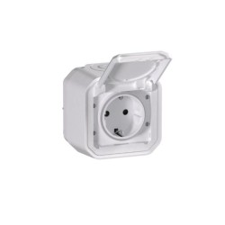 Πρίζα σούκο λευκή + Κάλυμμα IP44 / 2P+E -16A 250V ~ Plexo - legrand
