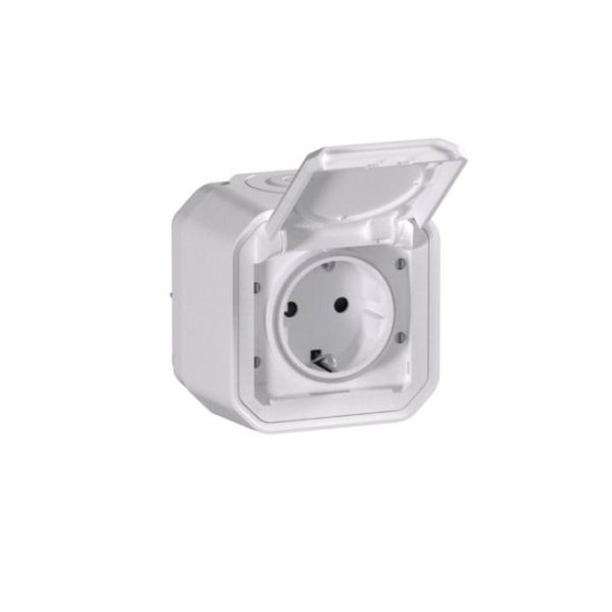 Πρίζα σούκο λευκή + Κάλυμμα IP44 / 2P+E -16A 250V ~ Plexo - legrand