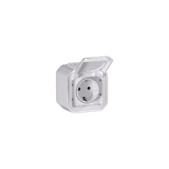 Πρίζα σούκο λευκή + Κάλυμμα IP44 / 2P+E -16A 250V ~ Plexo - legrand