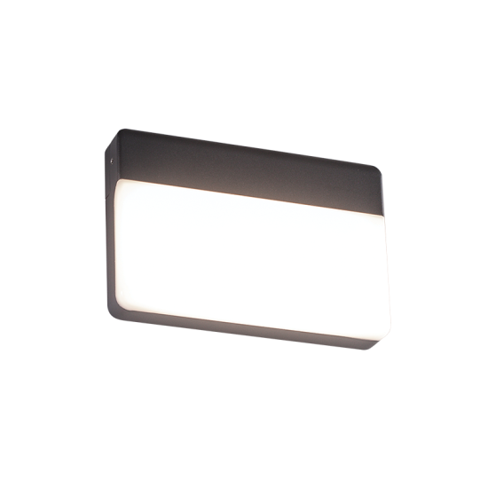 Led wall square luminaire dark grey IP65 13W 230V 3000k 200x135x30mm - YUTA - LG1392G  - aca