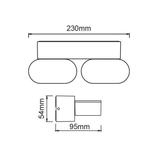 Απλικα LED με ρυθμιζόμενους βραχίωνες σκούρο γκρί IP65 13W 230V 3000k 230x95x54mm - VESC - LG1682G - aca