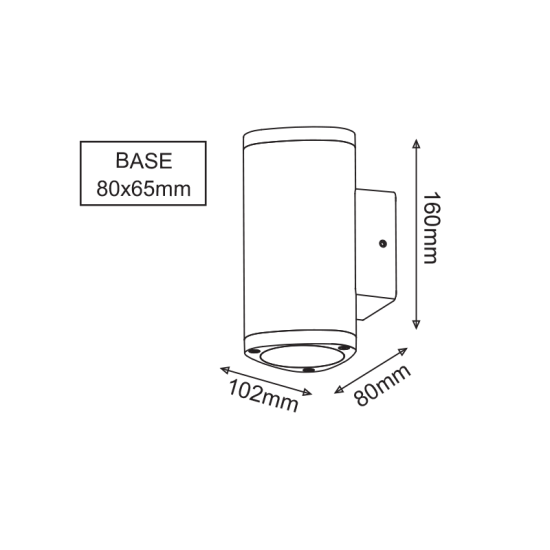 Led wall luminaire up & Down dark grey IP65 6W 230V 3000k 102x80x160mm - ALBI - LG2982G - aca