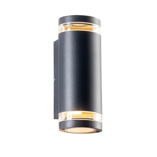 Σπότ τοίχου 2 Δέσμεων κυλινδρικό 1xGU10 230V max 7W LED Σκούρο γκρί Αλουμίνιο+Γυαλί+PC MELITTA - aca