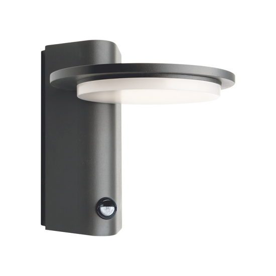 Led wall luminaire with sensor dark grey IP65 13W 230V 3000k 160x180x187mm - VALLE - LG8205GPIR - aca