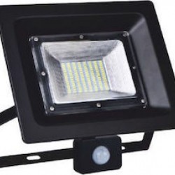 Led flood luminaire with motion sensor - Black - 230V - 50W - 4000K - LINUS5040S - ACA