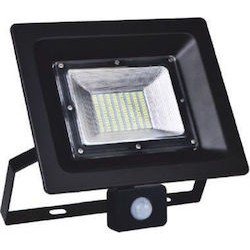 Led flood luminaire with motion sensor - Black - 230V - 50W - 4000K - LINUS5040S - ACA