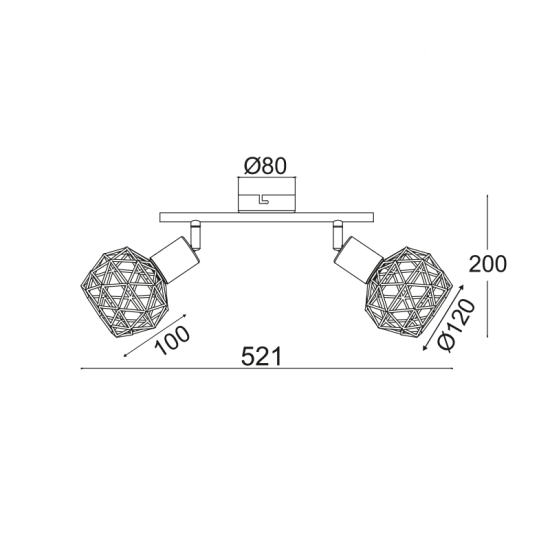 Σπότ 2 x E14 40W Μέταλλο /  Μάυρο 30X12,5X19,5CM  ALLADIN - acadecor