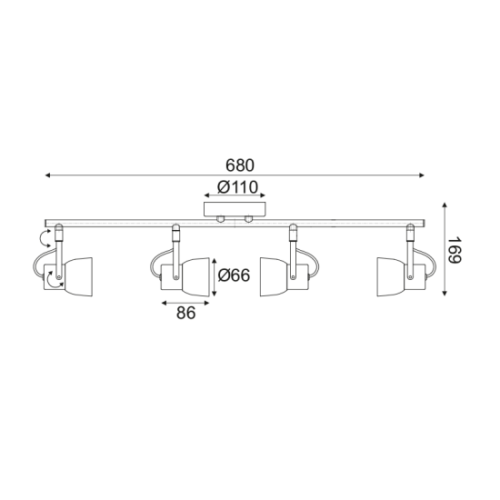 Φωτιστικό επίτοιχο 4 x GU10 50W Μέταλλο + Τσιμέντο + Νίκελ σπιράλ / Γκρί - μάυρα στίγματα + Φυσικό 68,5Χ11ΧΗ18CM PEPPER - acadecor